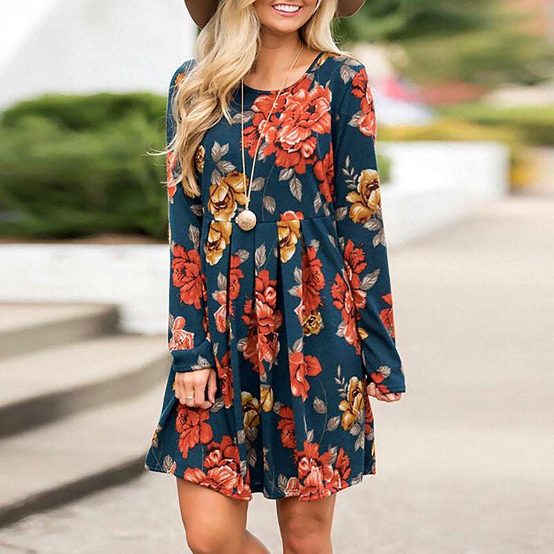 Elegant Floral Long Sleeve Dress