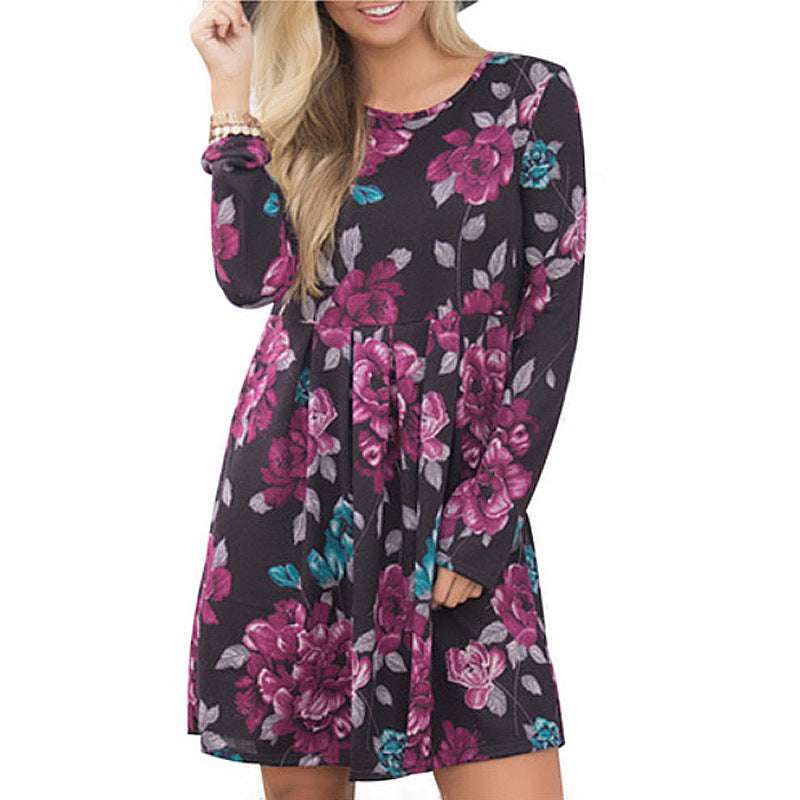 Elegant Floral Long Sleeve Dress