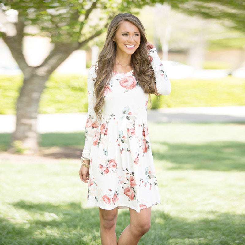 Elegant Floral Long Sleeve Dress