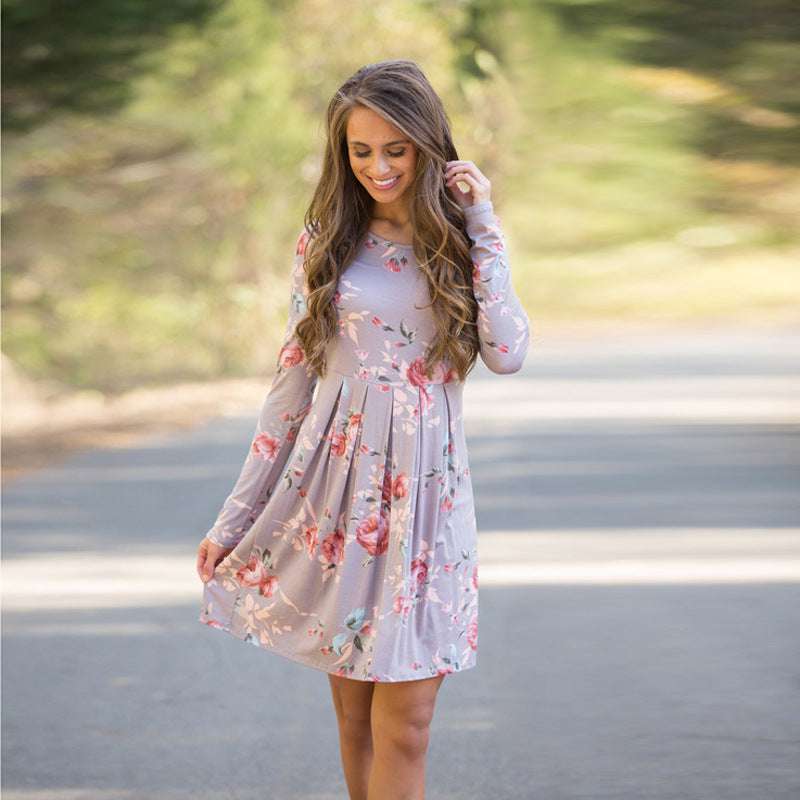 Elegant Floral Long Sleeve Dress