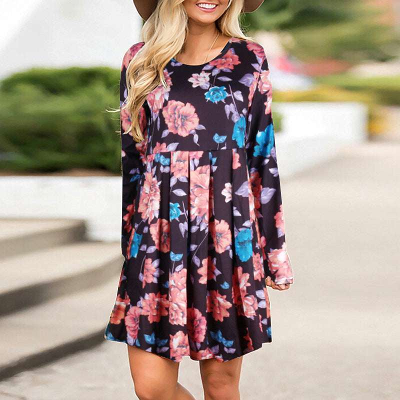 Elegant Floral Long Sleeve Dress