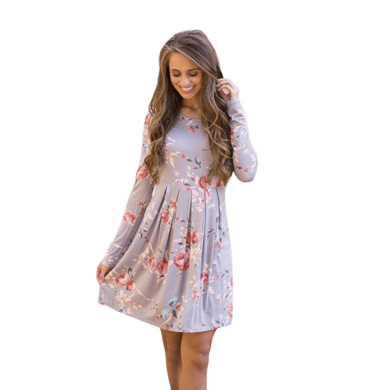 Elegant Floral Long Sleeve Dress