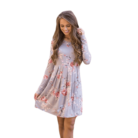 Elegant Floral Long Sleeve Dress