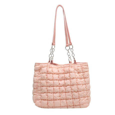 Elegant Plaid Chain Nylon Tote Bag Fashionable and Functional Shoulder Bag