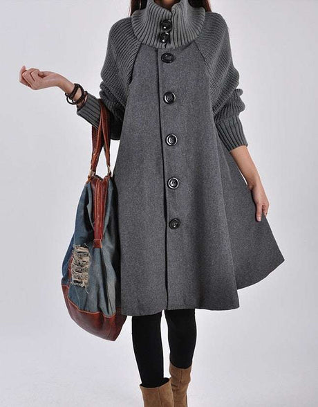 Elegant Plus Size Woolen Trench Coat for Women