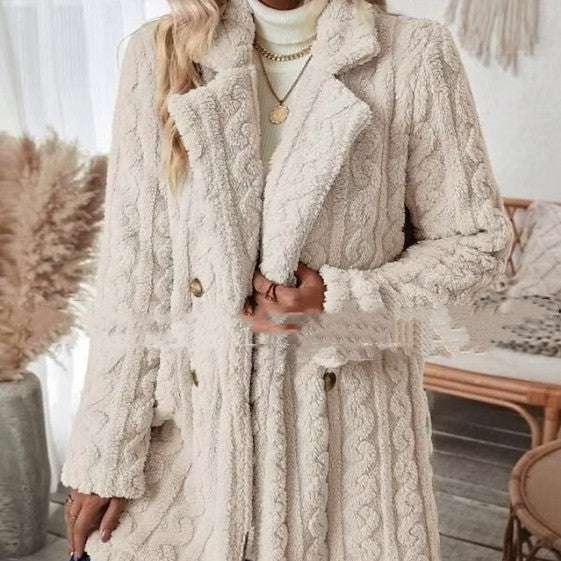 Elegant Women's Button-Up Long Sleeve Coat in Three Classic Colors