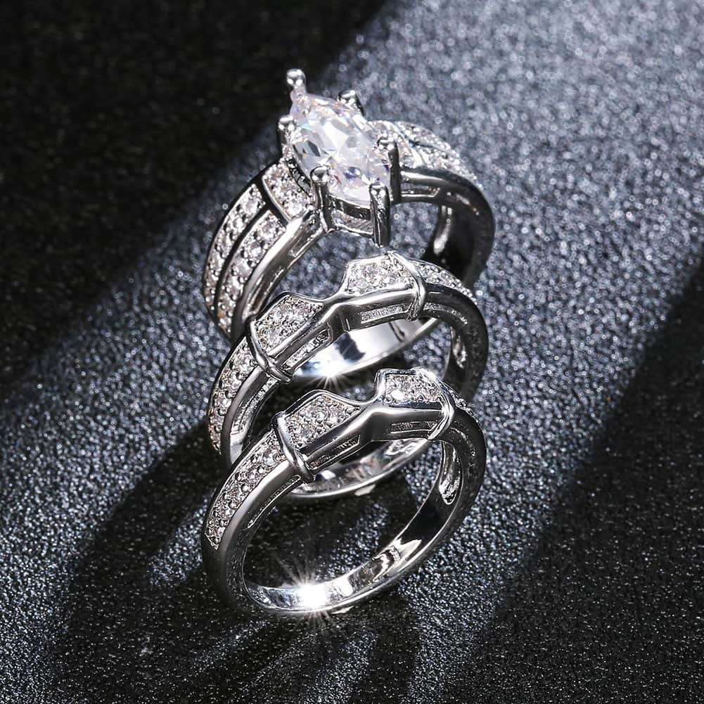 European and American Couples Combination Engagement Rings