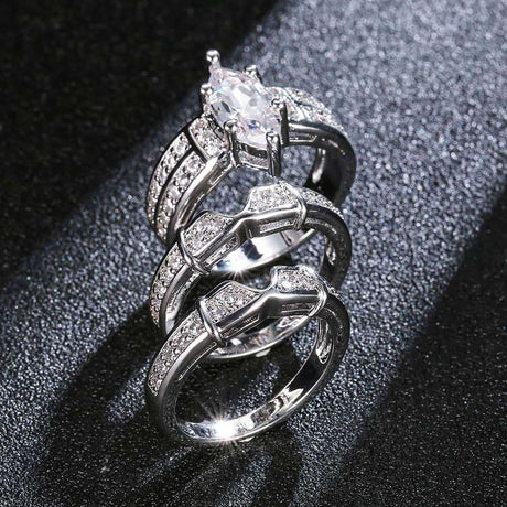European and American Couples Combination Engagement Rings