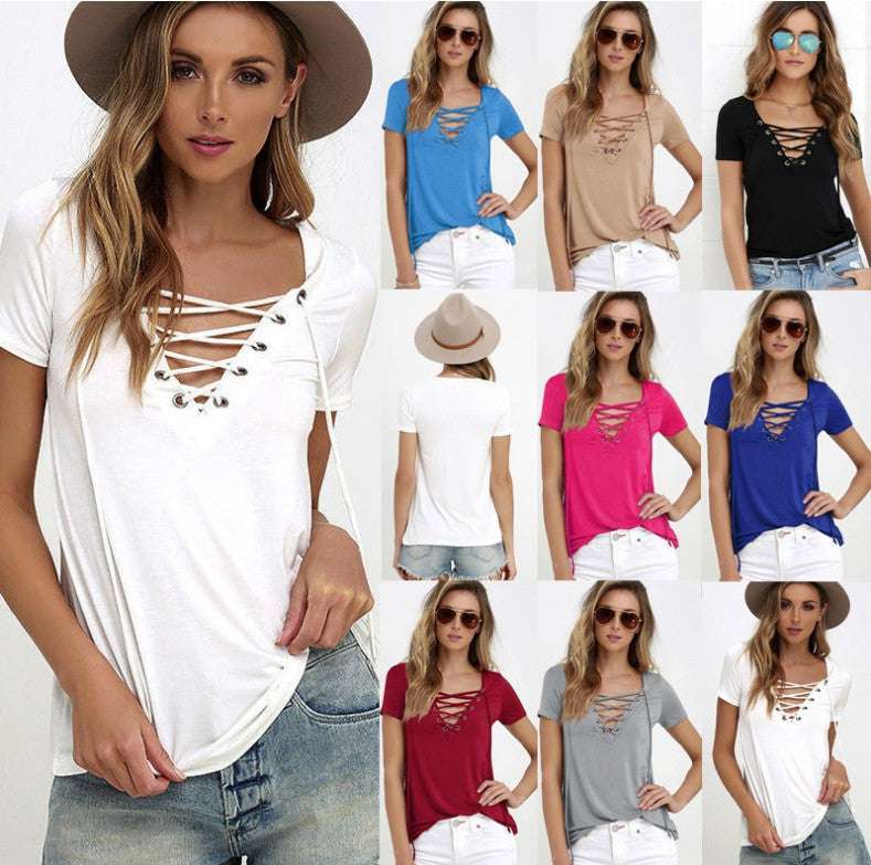Fashion Casual Solid Color Short-sleeved Top