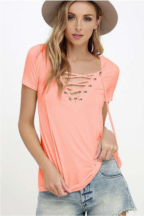 Fashion Casual Solid Color Short-sleeved Top
