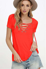 Fashion Casual Solid Color Short-sleeved Top