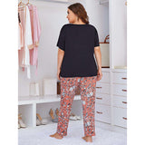 Fashion Short Sleeve Printed Pants Loungewear Set