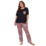 Fashion Short Sleeve Printed Pants Loungewear Set