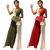 Fashionable Ruffled Pleated Panel Jumpsuit