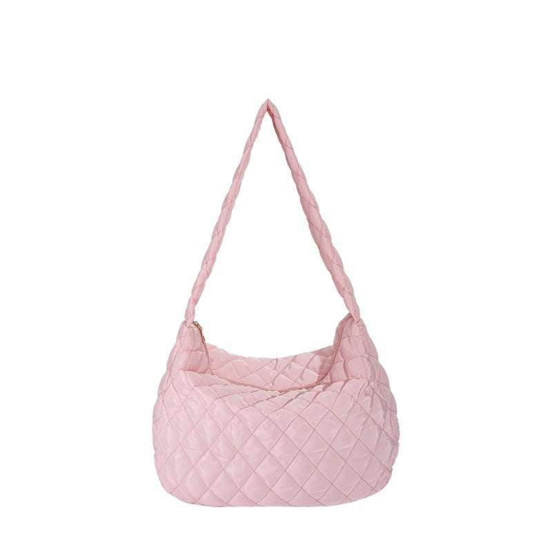 Fashionable Winter Crossbody Bag with Rhombus Stitching