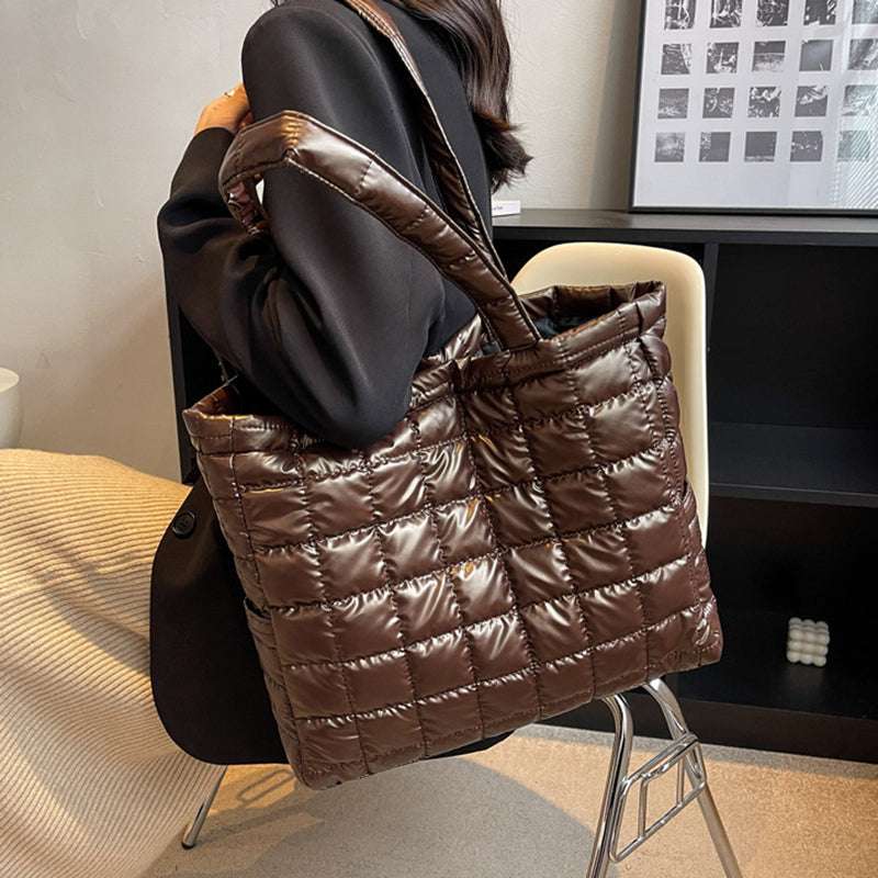 Fashionable Winter Plaid Handbag for Women's Shoulder