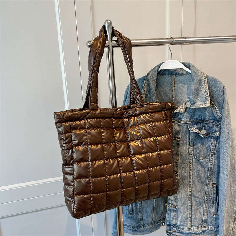 Fashionable Winter Plaid Handbag for Women's Shoulder