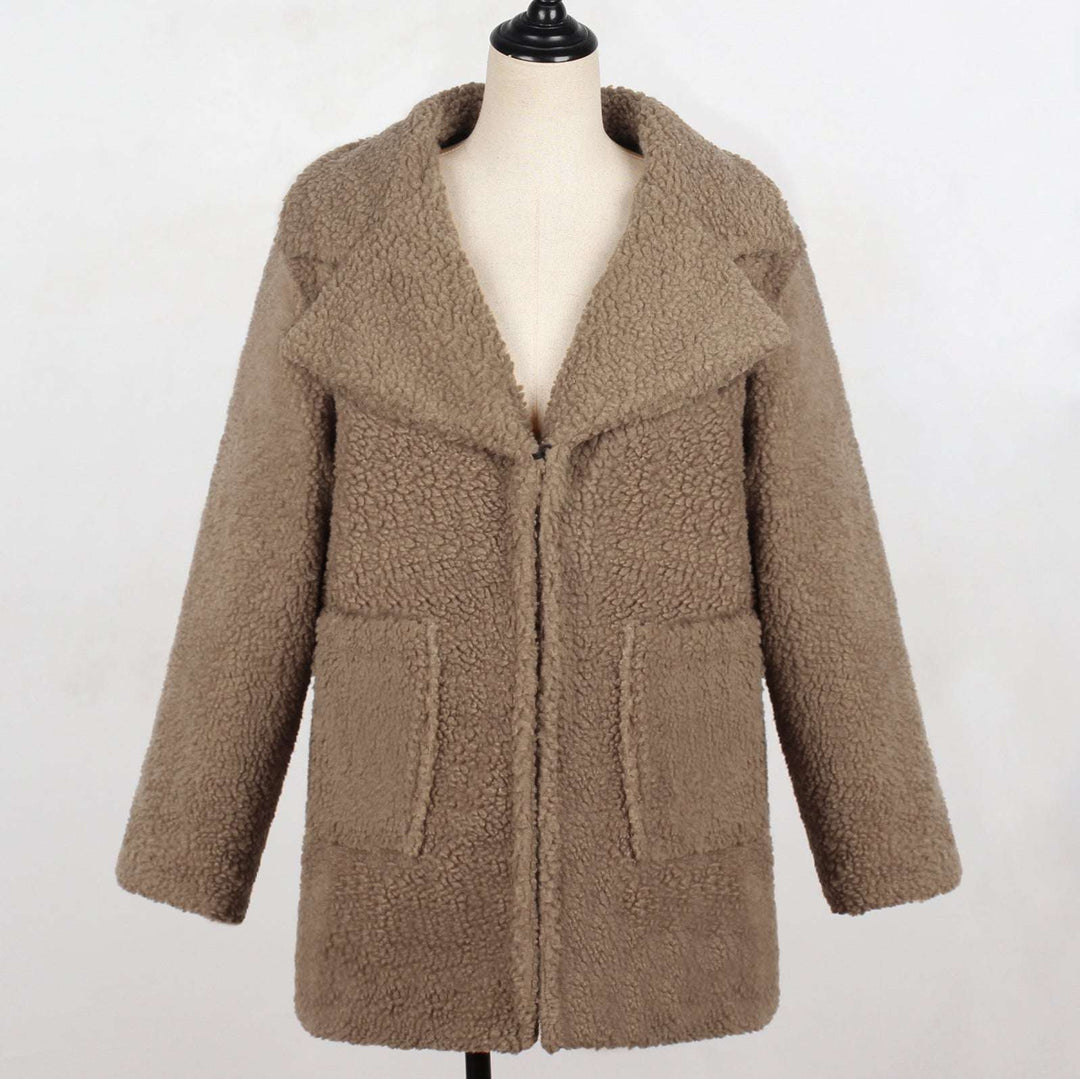 Faux Fur Coat with Suit Collar for Casual Women's Style