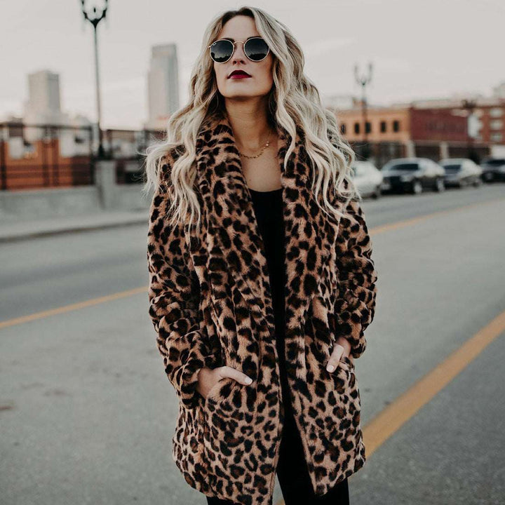 Faux Fur Winter Coat for Women with Stylish Design-Leopard print coat