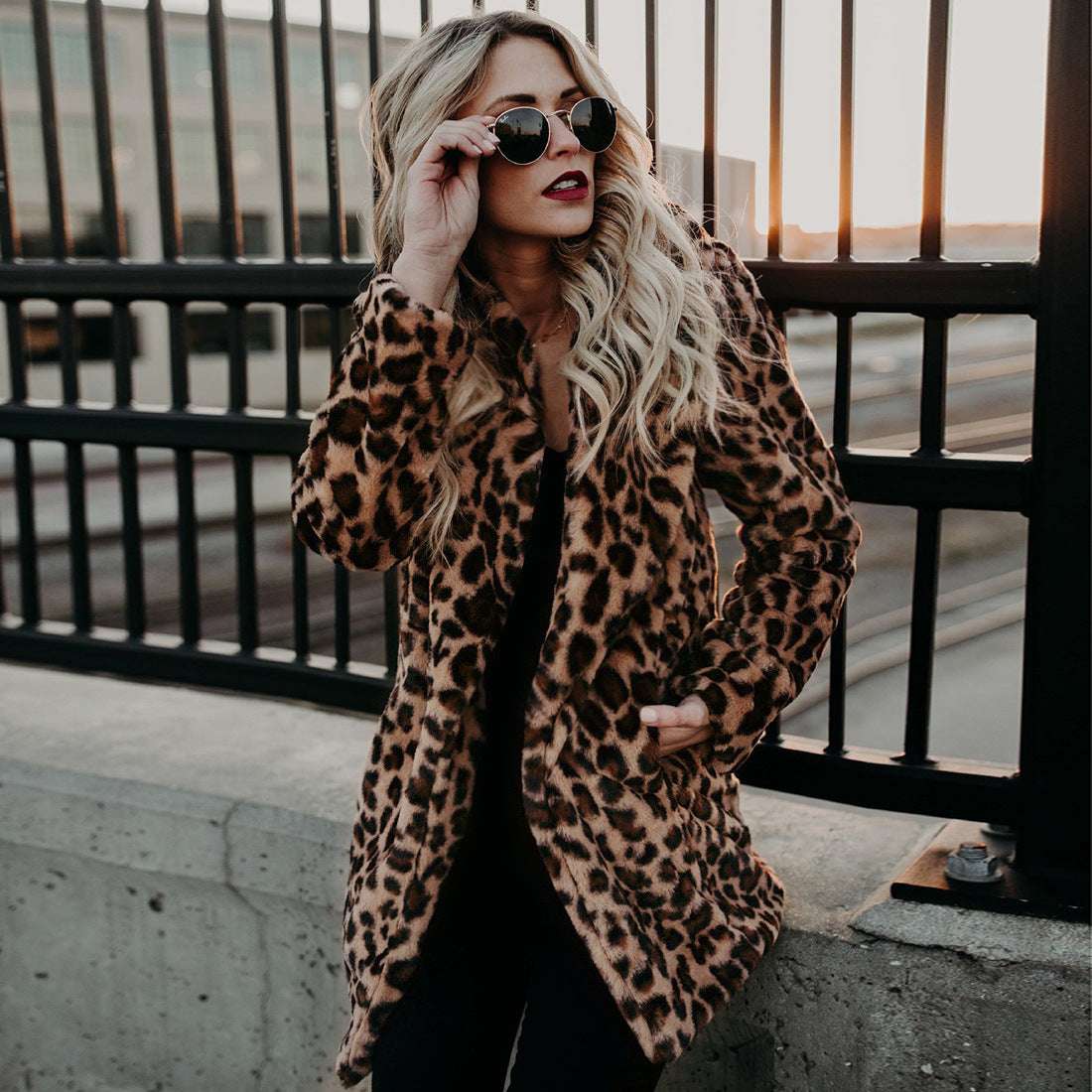 Faux Fur Winter Coat for Women with Stylish Design-Leopard print coat