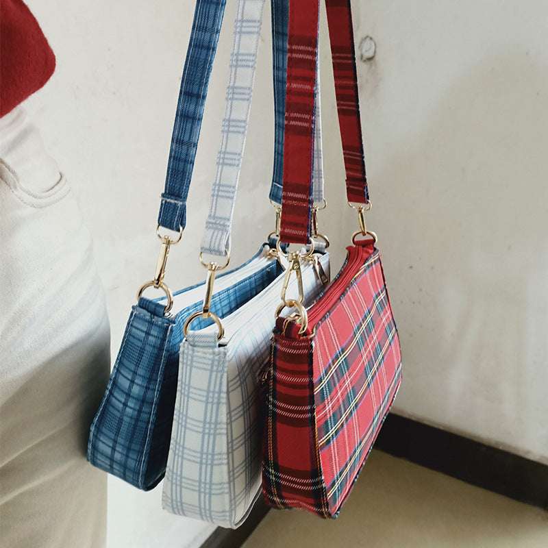 French Plaid Vintage Retro Bags Designer Ladies Handbag