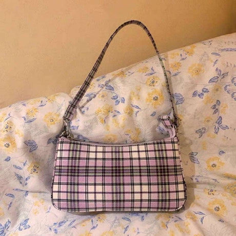 French Plaid Vintage Retro Bags Designer Ladies Handbag