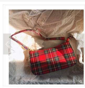 French Plaid Vintage Retro Bags Designer Ladies Handbag
