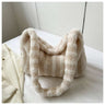 Furry Striped Plush Shoulder Bag for Women - Stylish Winter Fashion Accessory