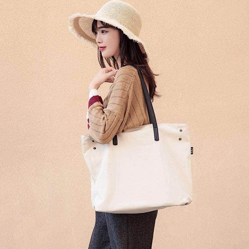 Japanese-Inspired Spacious Canvas Tote Bag