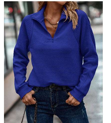 Knitwear Zipper Sports Women's Clothing Loose Pullover Top