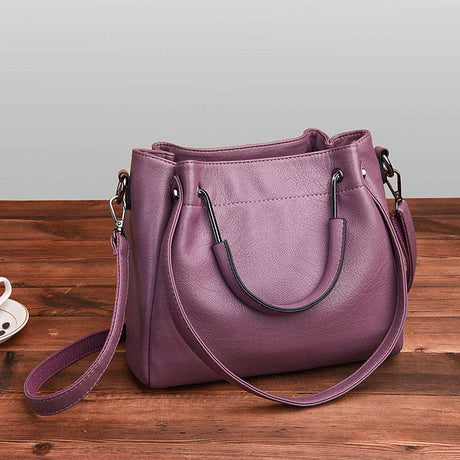 Korean Fashion Retro Bucket Handbag with Soft Leather