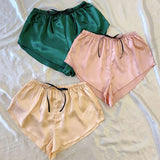 Lace-up Loose Silk Shorts