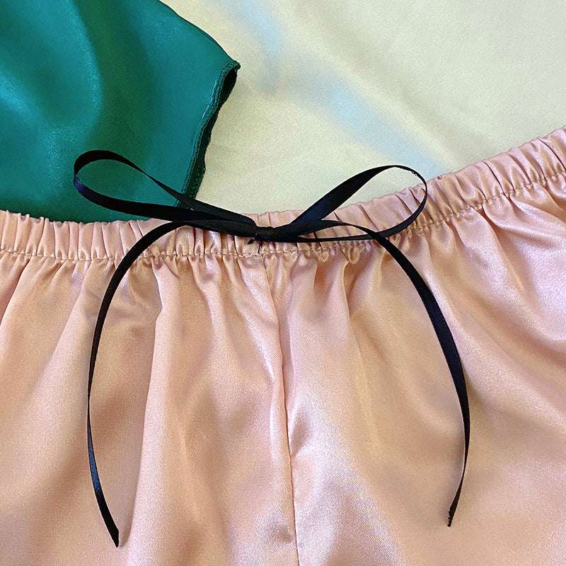 Lace-up Loose Silk Shorts