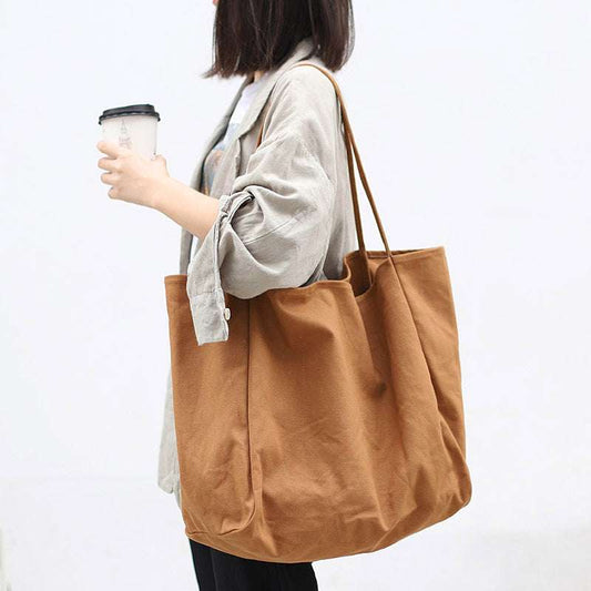 Large Canvas Shoulder Bag for Women - High Capacity Tote for Shopping