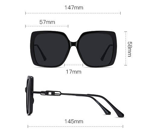 Large Framed Metal Polarized Sunglasses