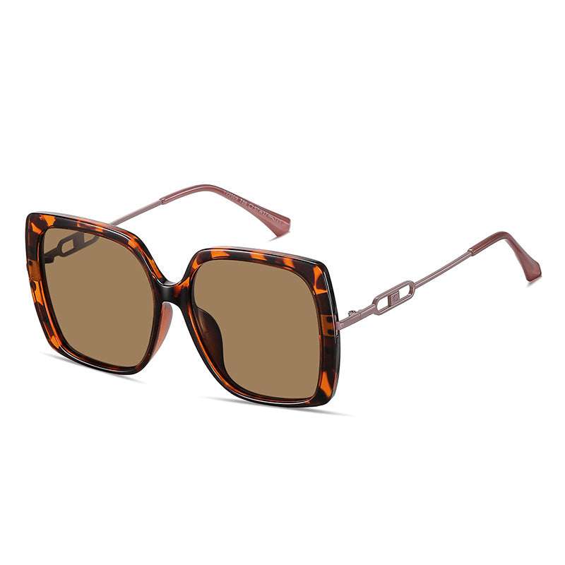 Large Framed Metal Polarized Sunglasses