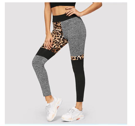 Leopard irregular stitching leggings