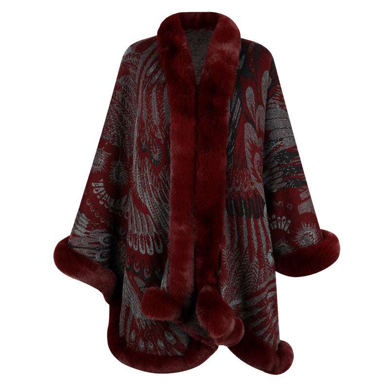 Leopard Print Knitted Cloak for Women - Stylish European and American Streetwear