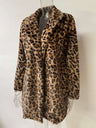 Leopard Print Oversized Faux Fur Coat with Pockets