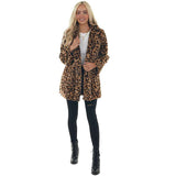 Leopard Print Oversized Faux Fur Coat with Pockets