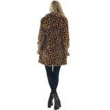 Leopard Print Oversized Faux Fur Coat with Pockets