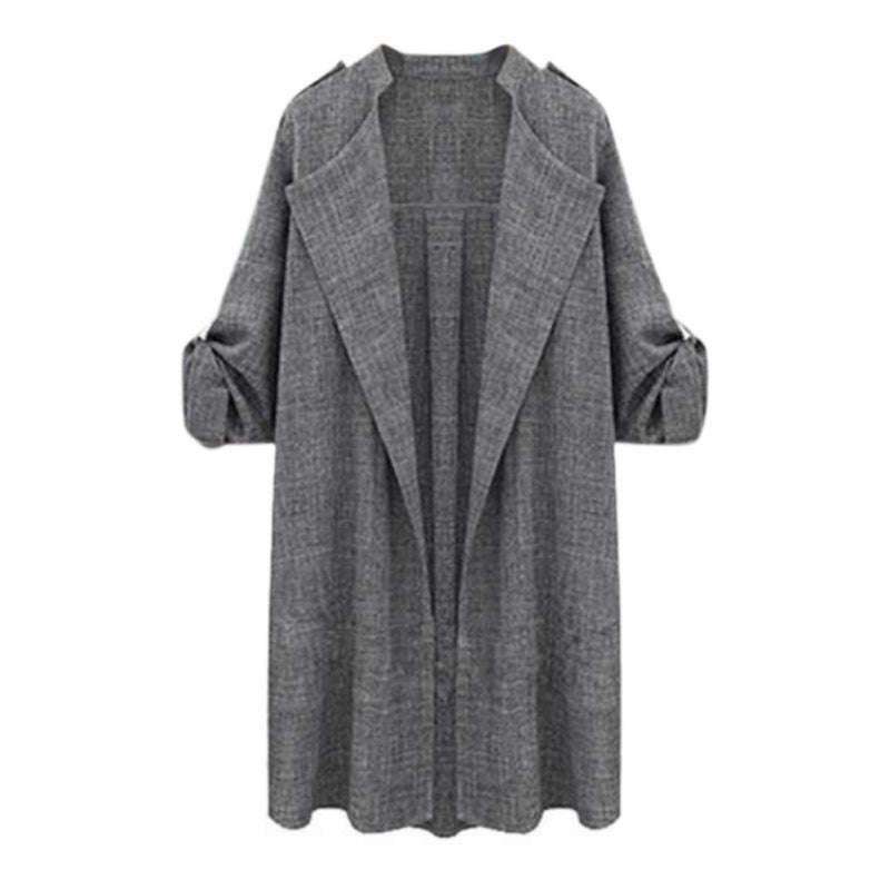 Long Oversized Cotton Trench Cardigan Coat