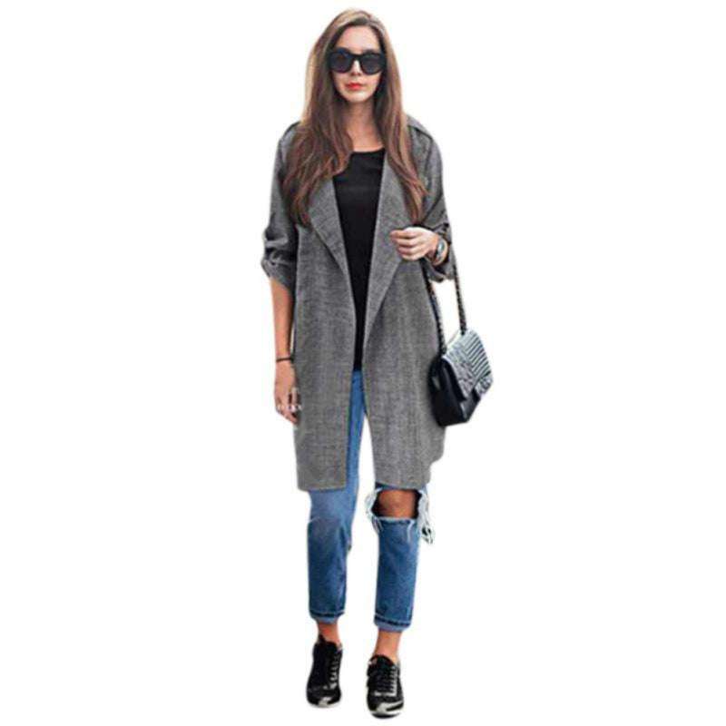 Long Oversized Cotton Trench Cardigan Coat