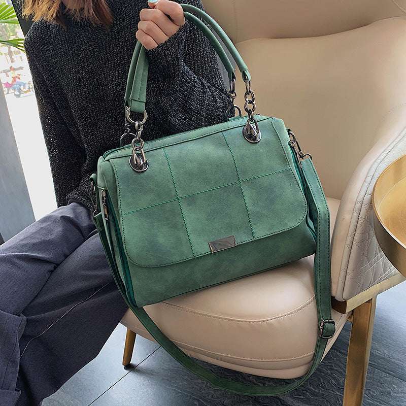 Matcha Green PU Leather Women's Shoulder Bag with Matte Finish