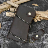 Men's Genuine Leather Anti-theft Long Chain Wallet