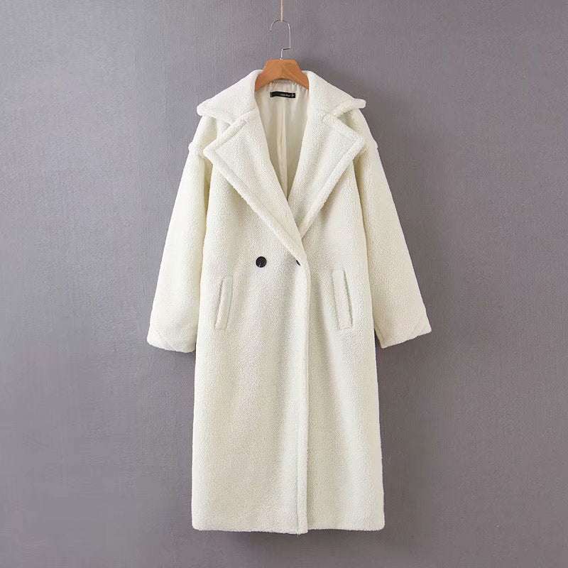 Mid-Length Lamb Fur Coat Trench Coat