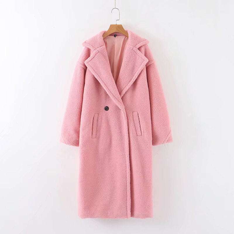 Mid-Length Lamb Fur Coat Trench Coat