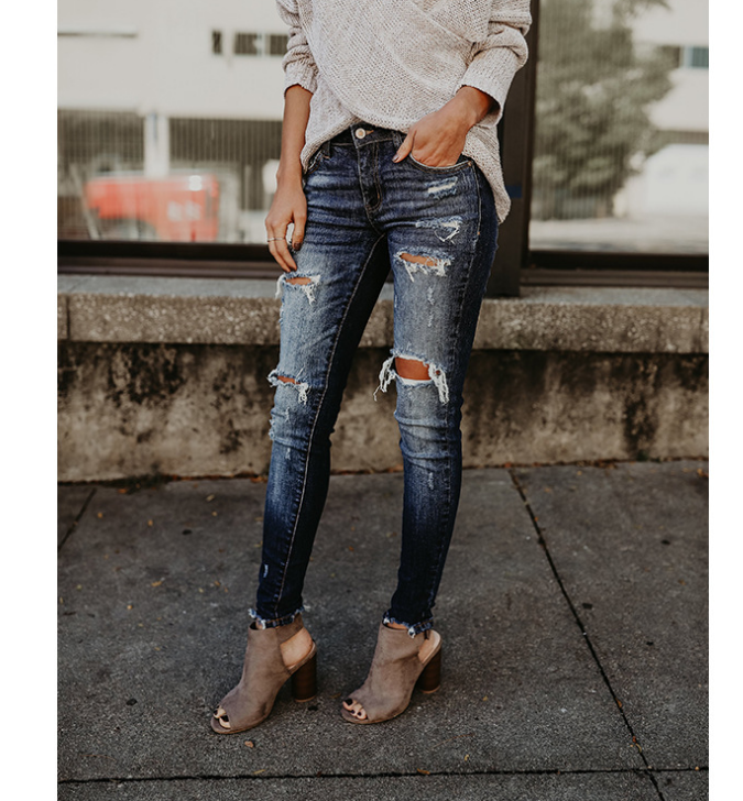 Mid-rise New Style Ripped Jeans