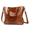 Trendy European Oil Leather Tote Bag for Winter