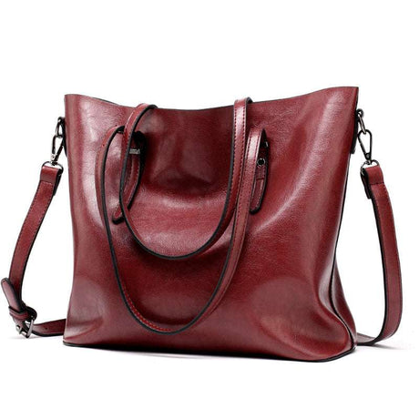 Trendy European Oil Leather Tote Bag for Winter